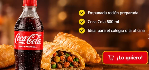 Combo referencial de Coca-Cola y empanada